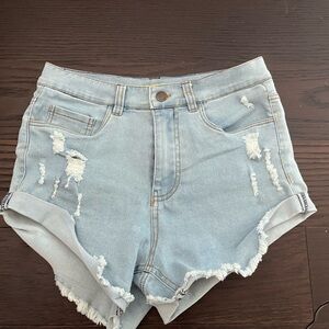Daisy Blue Jean Shorts Distressed High-Waisted